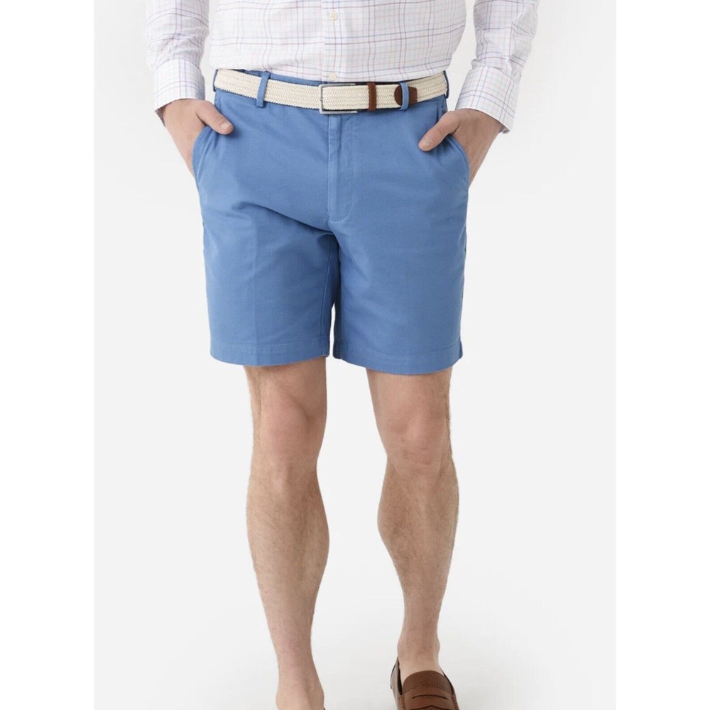 $115 Peter Millar Mens Distressed Light Blue Twill Shorts 38 Inseam 9"
